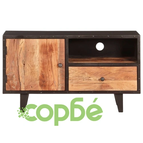 ТВ шкаф, 90x30x50 cм, регенерирано дърво масив ➤ топ цена ➤ sorbe.bg
