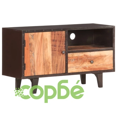 ТВ шкаф, 90x30x50 cм, регенерирано дърво масив ➤ топ цена ➤ sorbe.bg