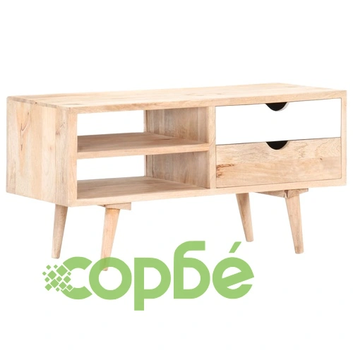 ТВ шкаф, 90x35x45 см, мангово дърво масив ➤ топ цена ➤ sorbe.bg