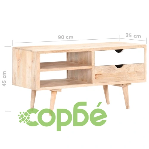 ТВ шкаф, 90x35x45 см, мангово дърво масив ➤ топ цена ➤ sorbe.bg