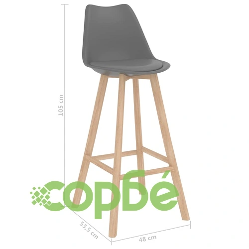 Бар табуретки, 2 бр, сиви, PP и буково дърво масив ➤ топ цена ➤ sorbe.bg