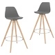 Бар табуретки, 2 бр, сиви, PP и буково дърво масив