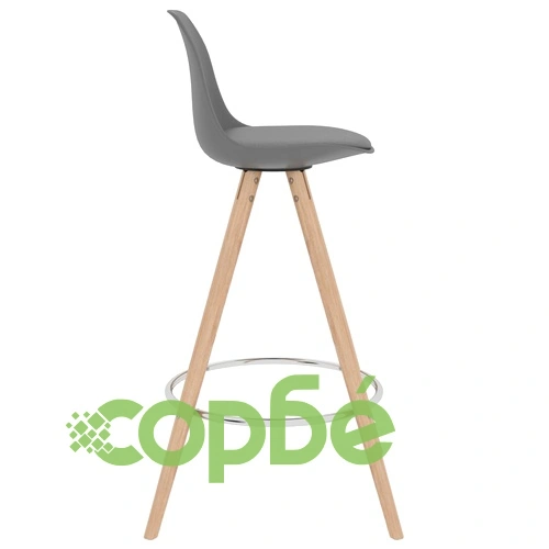 Бар табуретки, 2 бр, сиви, PP и буково дърво масив ➤ топ цена ➤ sorbe.bg