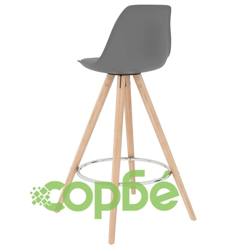Бар табуретки, 2 бр, сиви, PP и буково дърво масив ➤ топ цена ➤ sorbe.bg