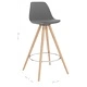 Бар табуретки, 2 бр, сиви, PP и буково дърво масив