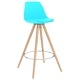 Бар табуретки, 2 бр, сини, PP и буково дърво масив