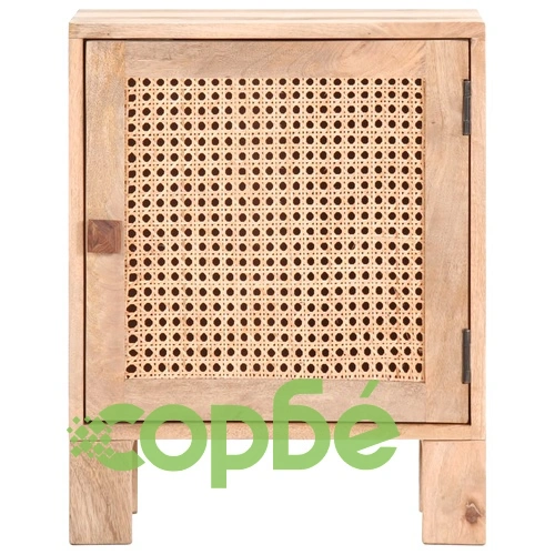 Нощно шкафче 40x30x50 см манго масив и естествена тръстика ➤ топ цена ➤ sorbe.bg