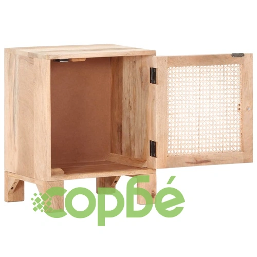 Нощно шкафче 40x30x50 см манго масив и естествена тръстика ➤ топ цена ➤ sorbe.bg