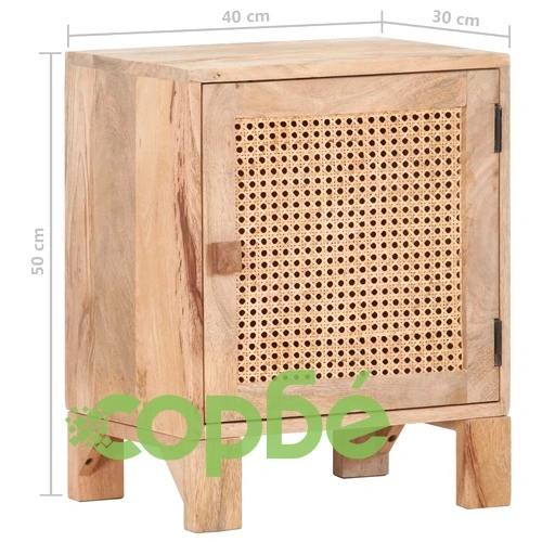 Нощно шкафче 40x30x50 см манго масив и естествена тръстика ➤ топ цена ➤ sorbe.bg