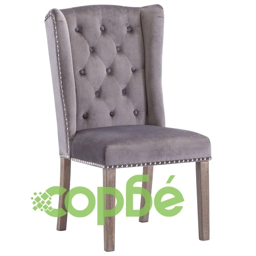 Трапезен стол, сив, кадифе ➤ топ цена ➤ sorbe.bg