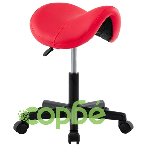 Работна табуретка, червена, изкуствена кожа ➤ топ цена ➤ sorbe.bg