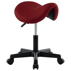 Работна табуретка, виненочервена, изкуствена кожа