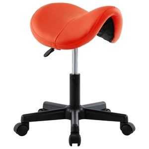 Работна табуретка, оранжева, изкуствена кожа