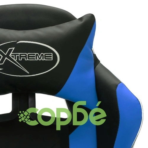 Геймърски стол RGB LED осветление синьо/черно изкуствена кожа ➤ топ цена ➤ sorbe.bg