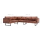 Ъглов диван, изкуствена велурена кожа, кафяв