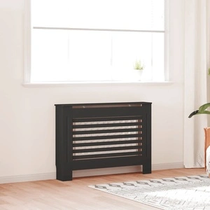 Параван за радиатор, черен, 112x19x81,5 см, МДФ