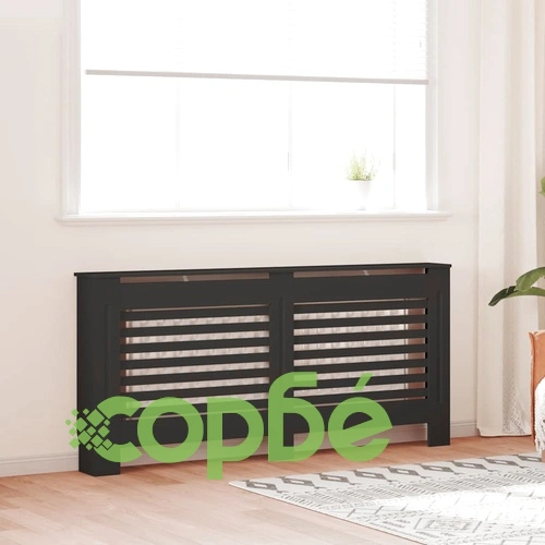 Параван за радиатор, черен, 172x19x81,5 см, МДФ ➤ топ цена ➤ sorbe.bg