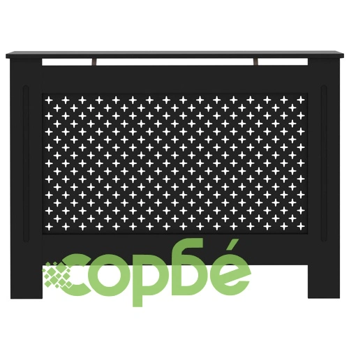 Параван за радиатор, черен, 112x19x81,5 см, МДФ ➤ топ цена ➤ sorbe.bg