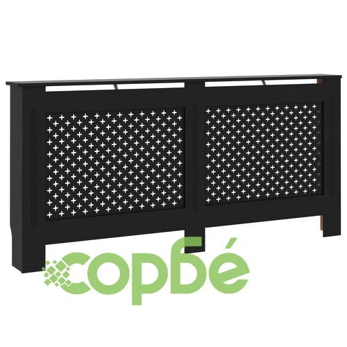 Параван за радиатор, черен, 172x19x81,5 см, МДФ ➤ топ цена ➤ sorbe.bg