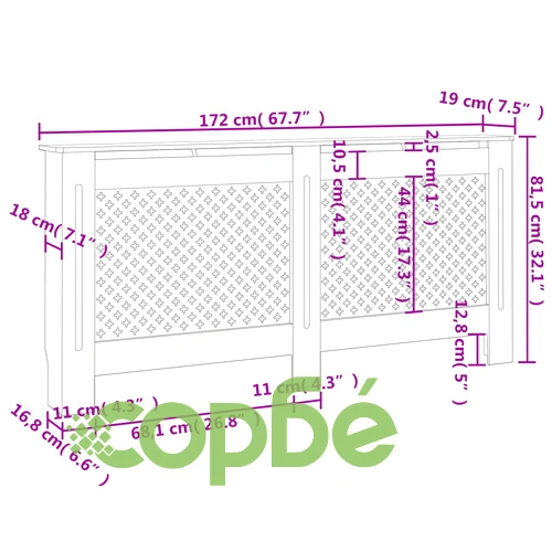 Параван за радиатор, 172x19x81,5 см, МДФ ➤ топ цена ➤ sorbe.bg