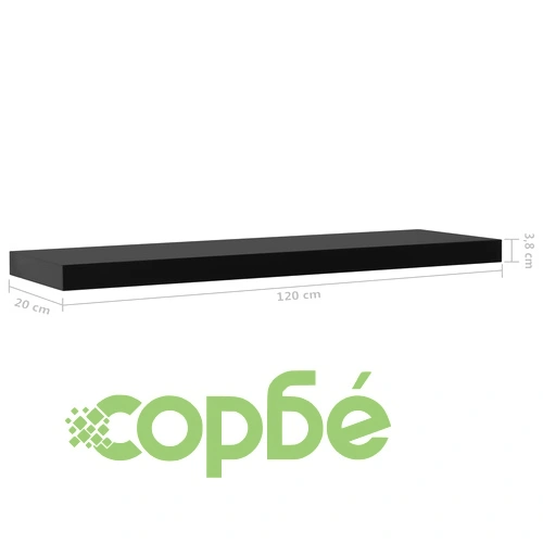 Окачени стенни рафтове, 2 бр, черни, 120x20x3,8 см ➤ топ цена ➤ sorbe.bg