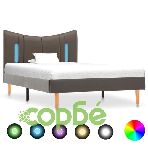 Рамка за легло с LED, антрацит, изкуствена кожа, 90x200 cм ➤ топ цена ➤ sorbe.bg