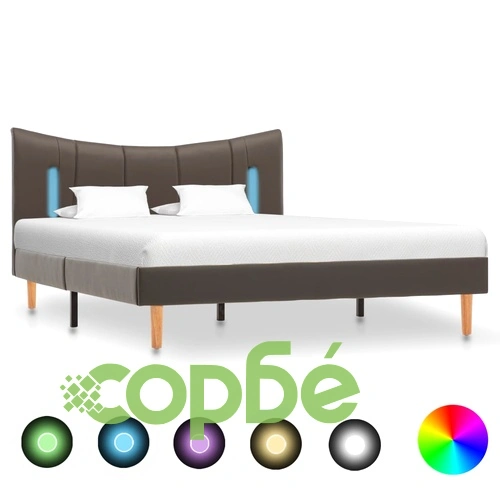 Рамка за легло с LED, антрацит, изкуствена кожа, 120x200 cм ➤ топ цена ➤ sorbe.bg