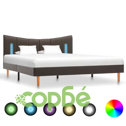 Рамка за легло с LED, антрацит, изкуствена кожа, 140x200 cм ➤ топ цена ➤ sorbe.bg