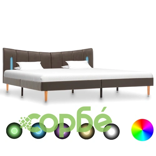 Рамка за легло с LED, антрацит, изкуствена кожа, 180x200 cм ➤ топ цена ➤ sorbe.bg