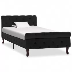 Рамка за легло, черна, кадифе, 90x200 см