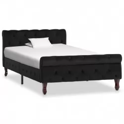 Рамка за легло, черна, кадифе, 100x200 см