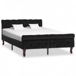 Рамка за легло, черна, кадифе, 120x200 см