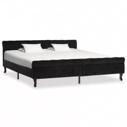 Рамка за легло, черна, кадифе, 180x200 см
