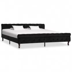 Рамка за легло, черна, кадифе, 200x200 см