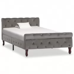 Рамка за легло, сива, кадифе, 100x200 см