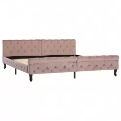 Рамка за легло, розова, кадифе, 200x200 см