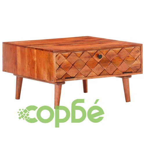 Маса за кафе, 68x68x38 см, акациево дърво масив ➤ топ цена ➤ sorbe.bg