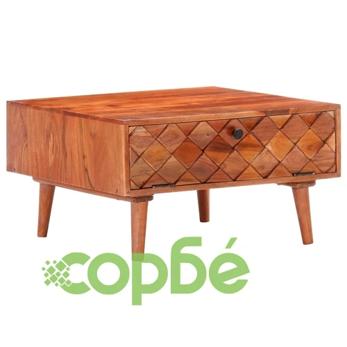 Маса за кафе, 68x68x38 см, акациево дърво масив ➤ топ цена ➤ sorbe.bg