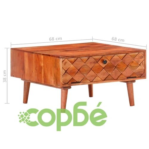 Маса за кафе, 68x68x38 см, акациево дърво масив ➤ топ цена ➤ sorbe.bg