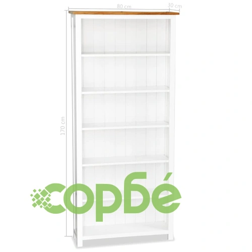 Библиотека с 6 рафта, 80x22,5x170 см, дъбов масив ➤ топ цена ➤ sorbe.bg