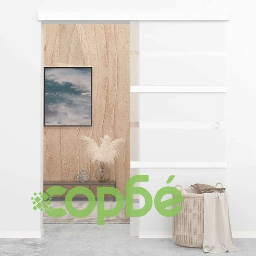 Плъзгаща врата матирано ESG стъкло и алуминий 90x205 см сребро ➤ топ цена ➤ sorbe.bg