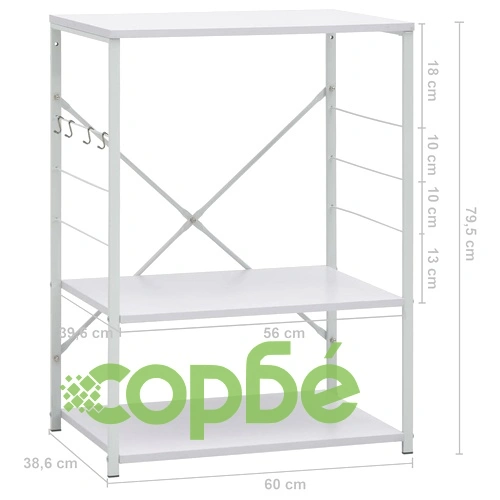 Шкаф за микровълнова, бял, 60x39,6x79,5 см, инженерно дърво ➤ топ цена ➤ sorbe.bg