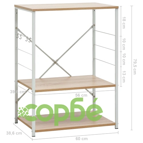 Шкаф за микровълнова бял и дъб 60x39,6x79,5 см инженерно дърво ➤ топ цена ➤ sorbe.bg