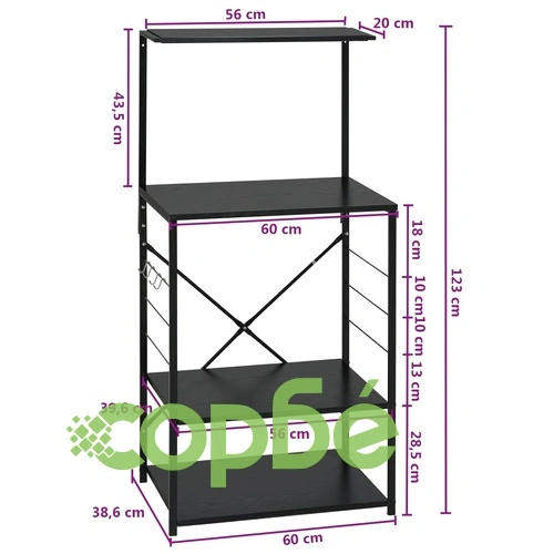 Шкаф за микровълнова, черен, 60x39,6x123 см, инженерно дърво ➤ топ цена ➤ sorbe.bg