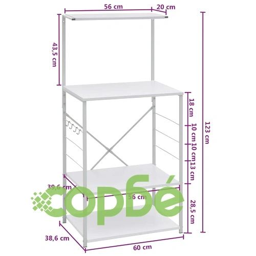 Шкаф за микровълнова, бял, 60x39,6x123 см, инженерно дърво ➤ топ цена ➤ sorbe.bg