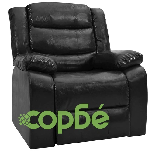 Фотьойл реклайнер, черен, изкуствена кожа ➤ топ цена ➤ sorbe.bg