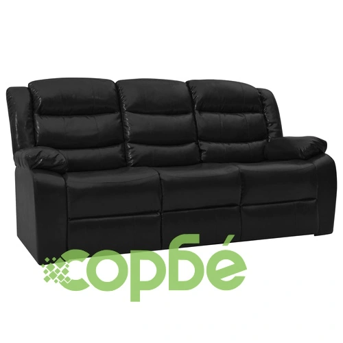 3-местен диван реклайнер, черен, изкуствена кожа ➤ топ цена ➤ sorbe.bg