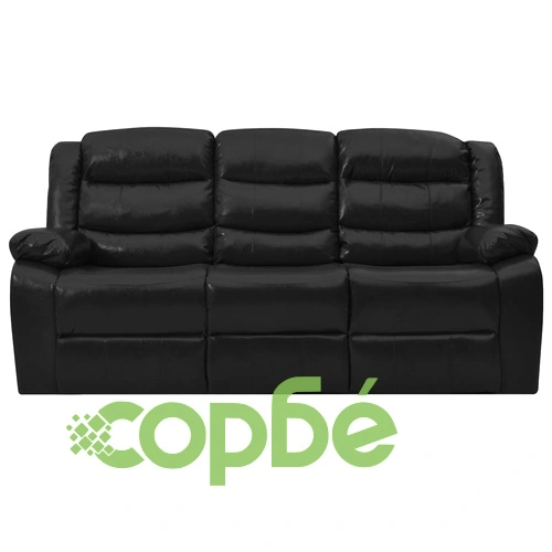 3-местен диван реклайнер, черен, изкуствена кожа ➤ топ цена ➤ sorbe.bg