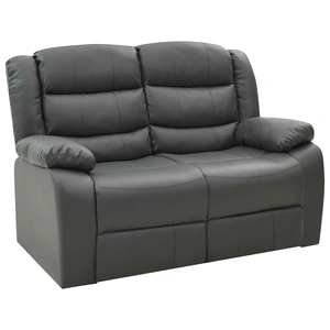 2-местен диван реклайнер, сив, изкуствена кожа