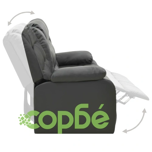 2-местен диван реклайнер, сив, изкуствена кожа ➤ топ цена ➤ sorbe.bg